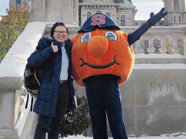 Lia Chabot and Otto the Orange