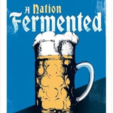 Book cover of "A Nation Fermented" by Robert Shea Terrell, featuring an illustration of a full beer mug. Text includes subtitles "Beer, Bavaria, and the Making of Modern Germany" and the Oxford University Press logo.