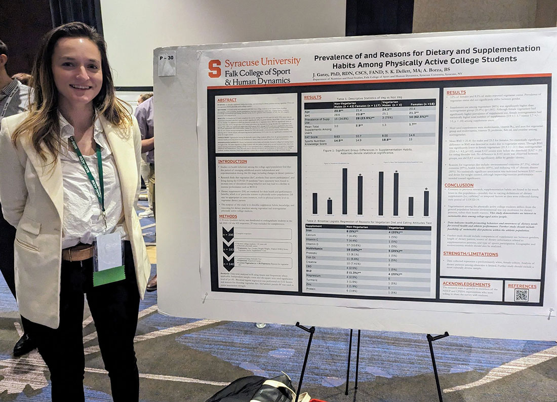 Sarah Dellett presenting her poster at meeting