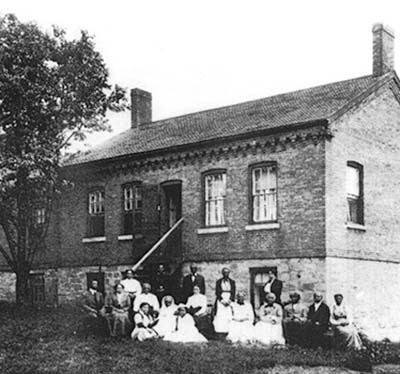 JOHN-BROWN-HALL Harriet Tubman and supporters outside of John Brown Hall