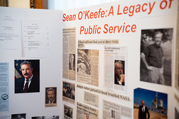 Exhibit display featuring a tribute titled