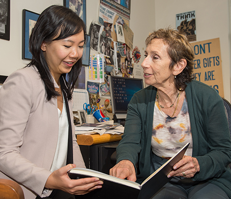 Deb Pellow advising an undergraduate student in her office Deb Pellow advising an undergraduate student in her office