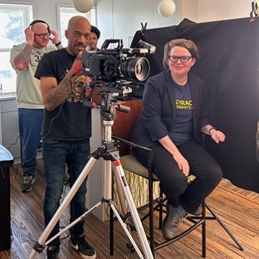 Professor Gretchen Purser and film producer Franklin Thompson.