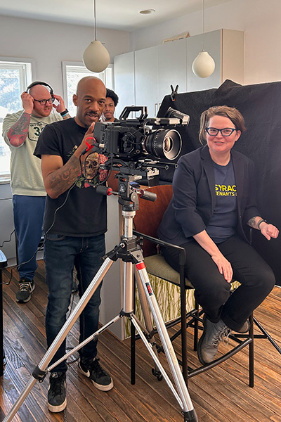 Professor Gretchen Purser and film producer Franklin Thompson.
