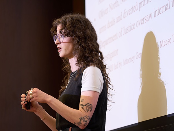A student presents her research