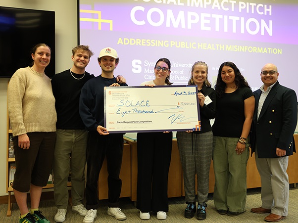 The winning group of students for the Social Impact Pitch Competition
